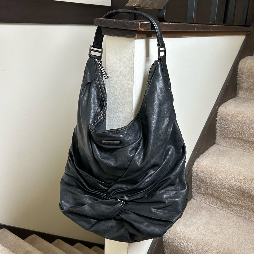 Burberry Black Leather Large Slouchy Hobo Bag